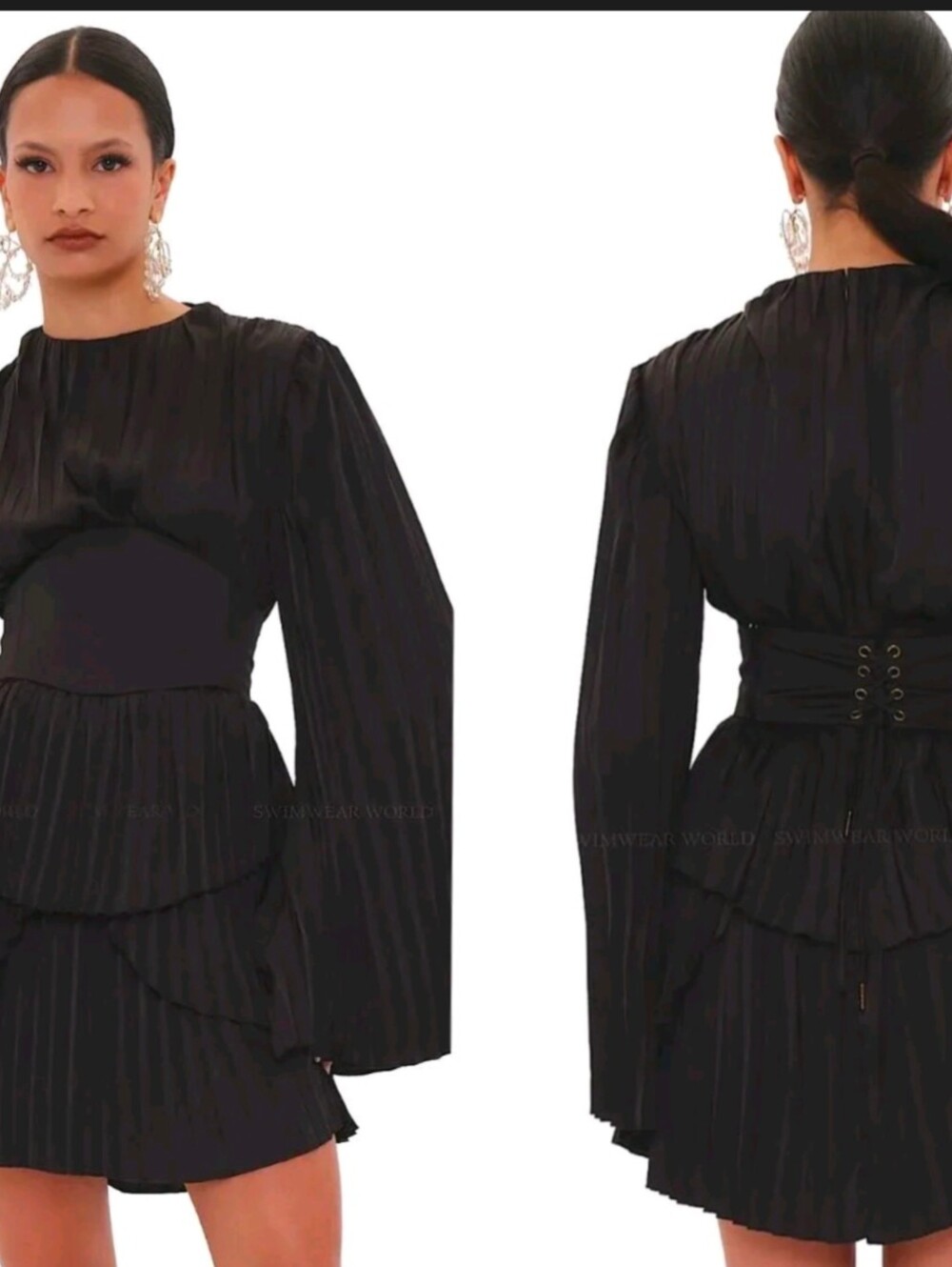 Andrea Iyamah Lenti Black Pleated Dress/Romper